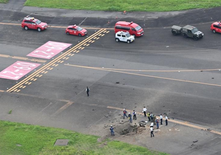 WWII American Bomb Explodes at Japanese Airport, Creating Large Crater and Halting Flights