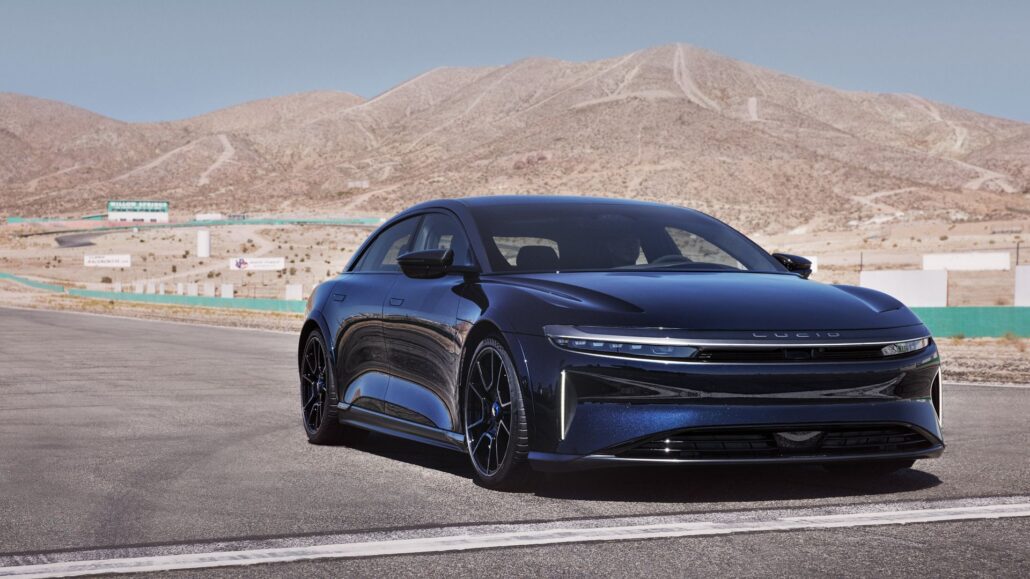 Lucid and Bolt Plan 25,000 Robotaxis for Europe Lucid Air Sapphire electric car on a test track; illustrative image.
